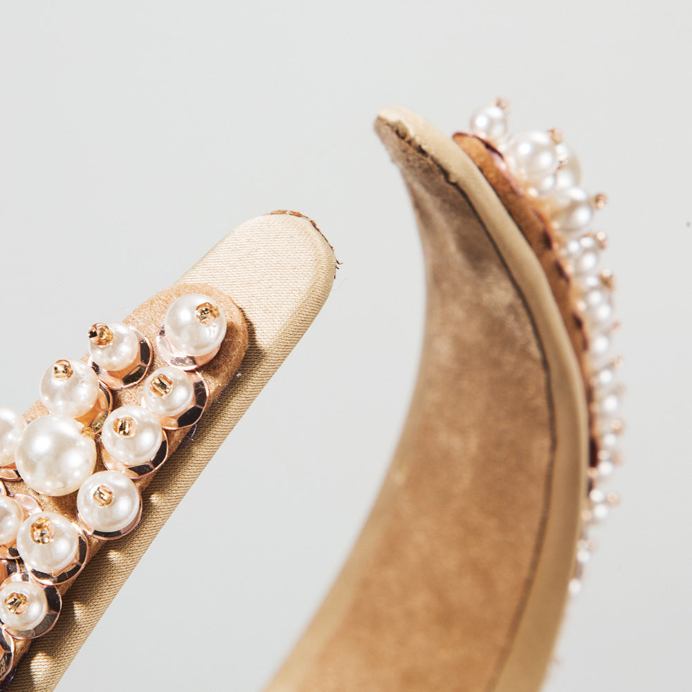 Hair Hoop Hair Accessories Baroque Hair Hoop Hand Nail Pearl Versatile Net Red Catwalk Head Hoop