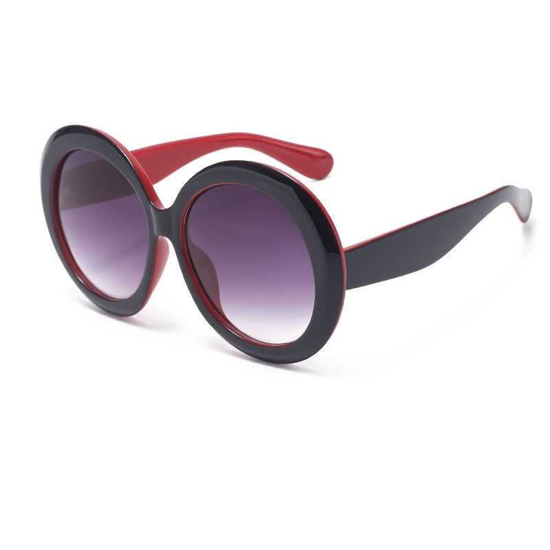 Personalized dual color sunglasses, fashionable circular large frame sunglasses for women