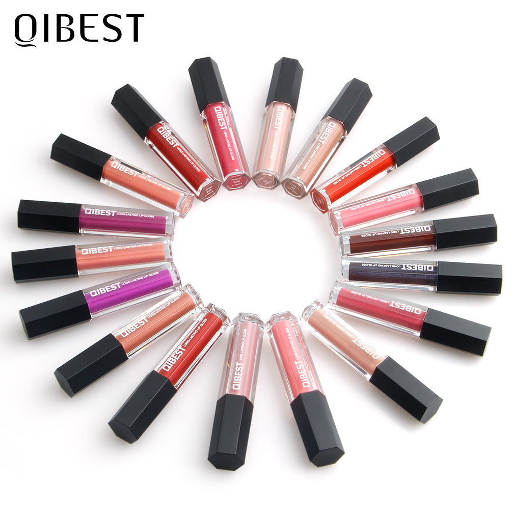 QIBEST Makeup Hexagonal Lip Gloss Matte Matte Lasting Lip Gloss Non-stick Liquid Lipstick