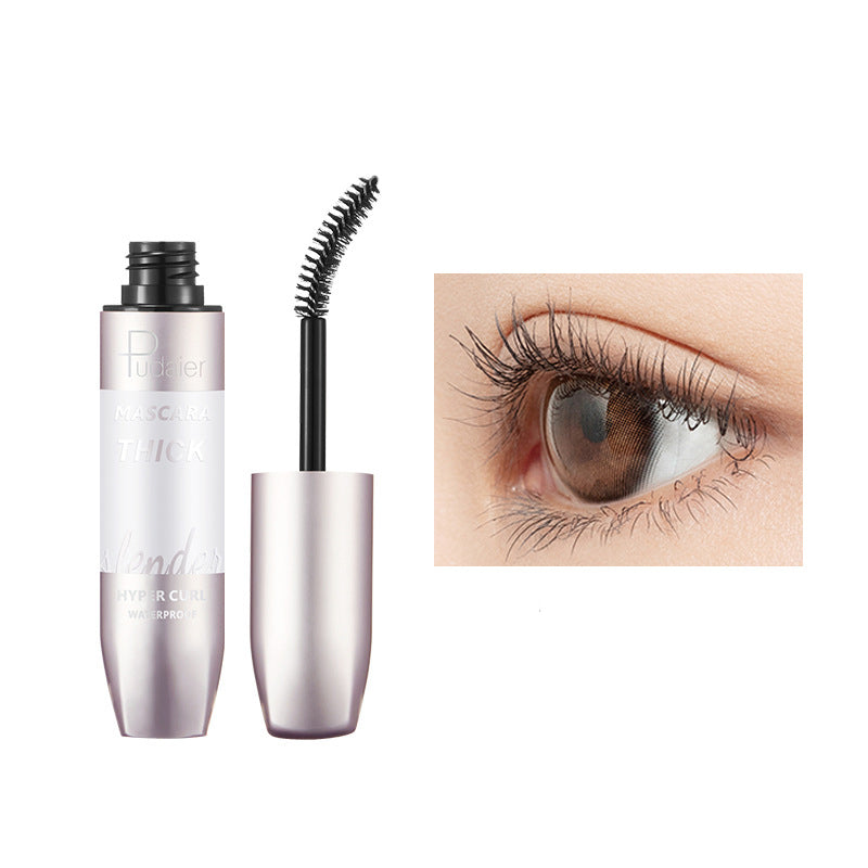 Pudaier Thick Curling Waterproof Slender Mascara Is Naturally Waterproof And Does Not Smudge Silicone Brush Head 4D Mascara