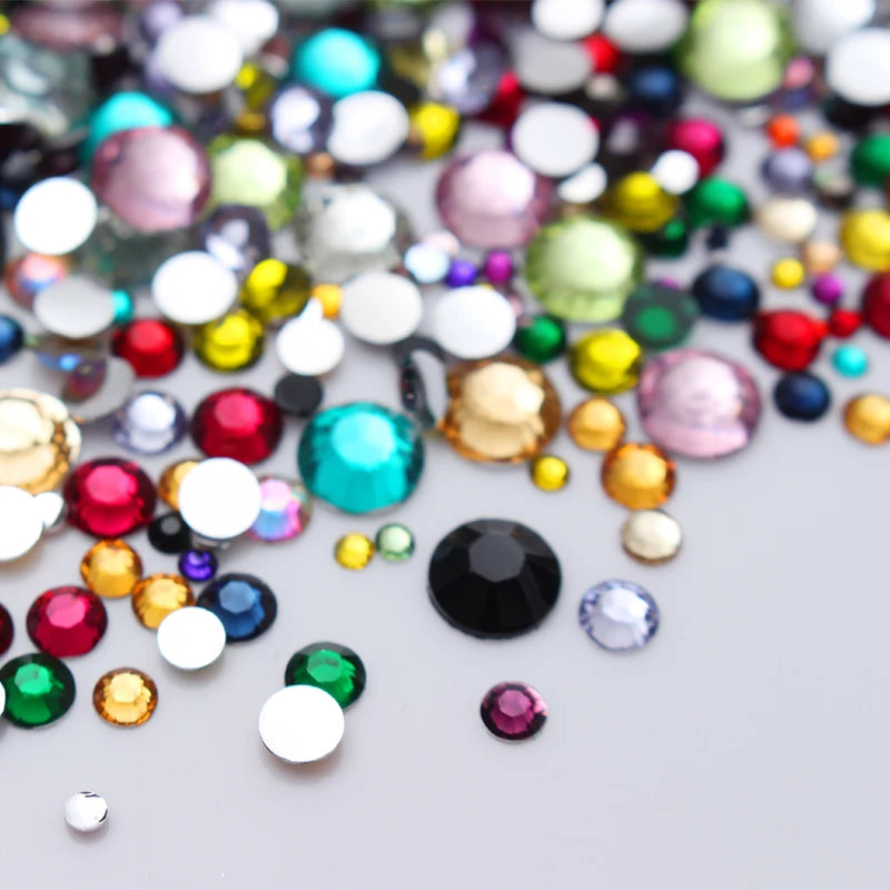 Plaksteen Nail Rhinestones Kleurrijke Crystal Mixed Size Nail Studs 1 zak HotFix Manicure Nail Art Decoraties