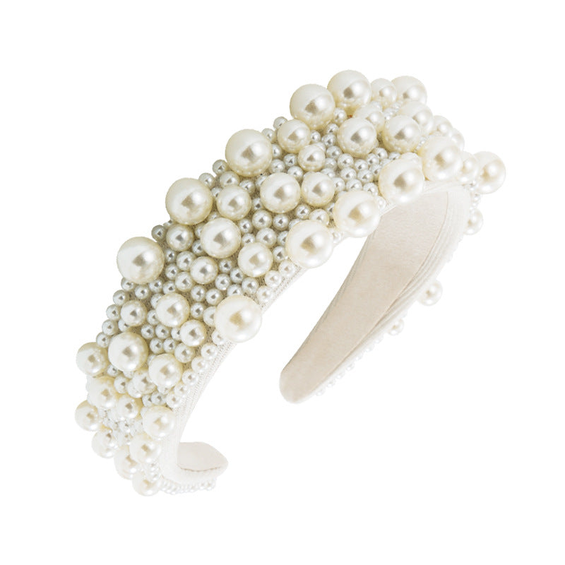 New Heavy Industry Pearl Hair Ornament Women's Wide brim Korean version Net Red Washing Head Band Hair Ornament