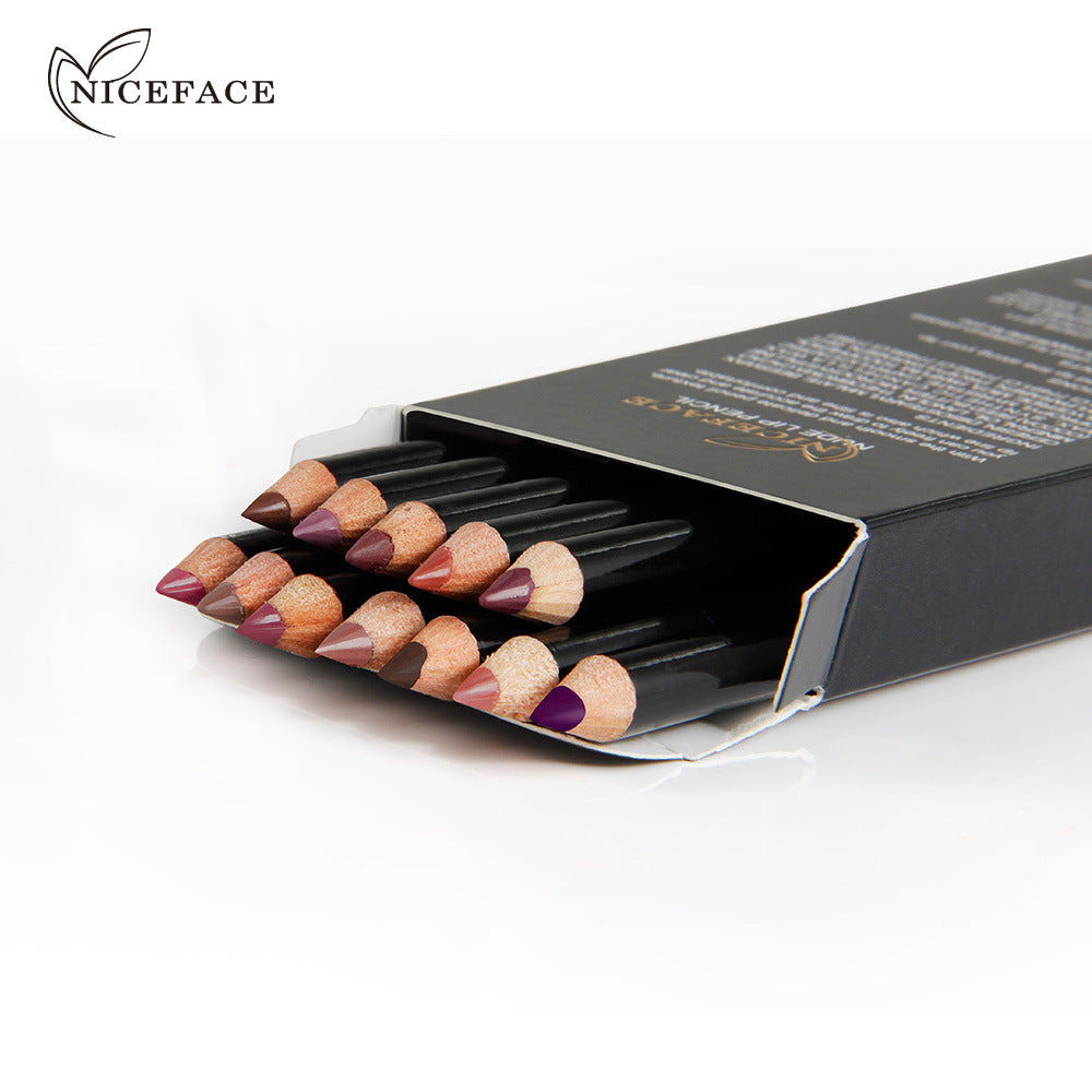 NICEFACE Nude Color Modified Lip Liner 12 Color Waterproof Lip Liner Nude Color Lip Pencil