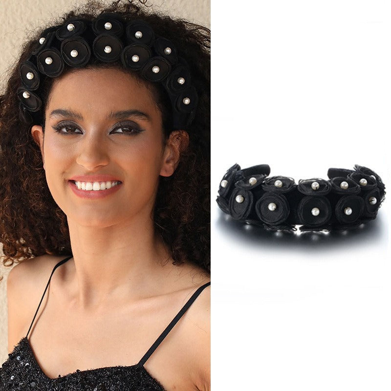 Fashionable fabric pearl flower headband