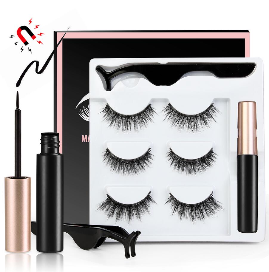 5Pairs 3D Magnetic Eyeliner Liquid False Eyelashes Set Natural/Thick Long Eye Lashes Makeup Lashes Extension Tools Maquillaje