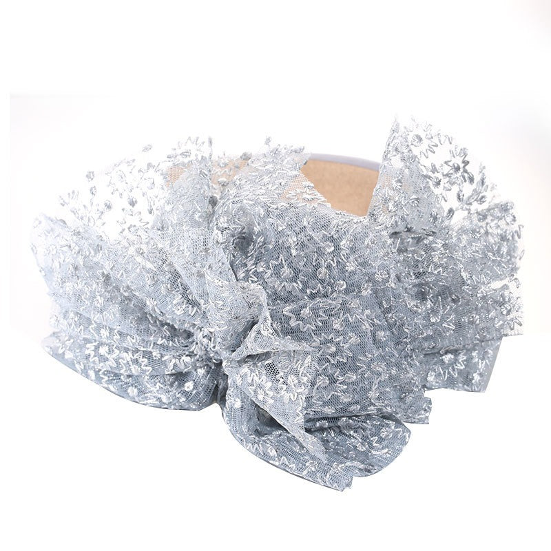 Fashionable lace embroidered polka dot oversized bow headband