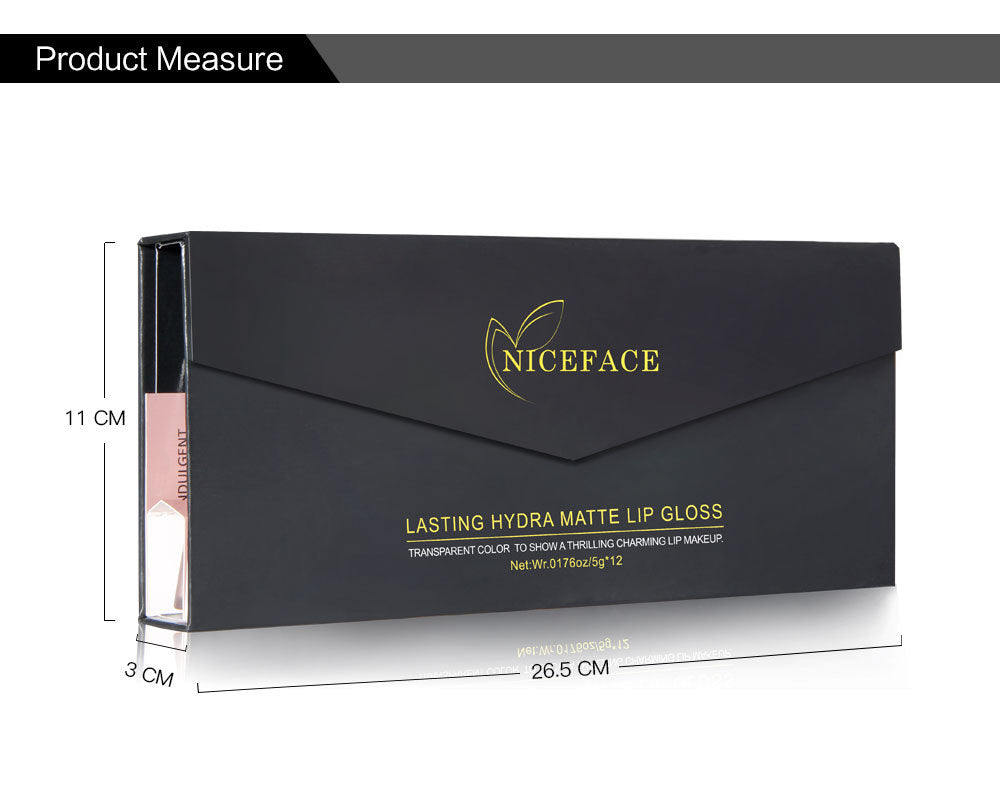 Gift Box Niceface 12 Color Lip Gloss Combination Set Non-Stick Cup Does Not Fade Matte Matte Lipstick