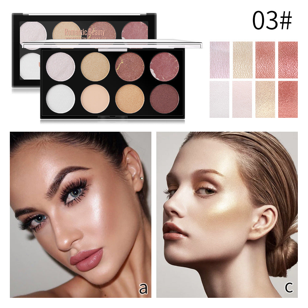 Romantic Beauty 8-Color Multi-Purpose Finishing Powder Long-Lasting Finishing Face Nose Pearl Matte Highlighting Powder
