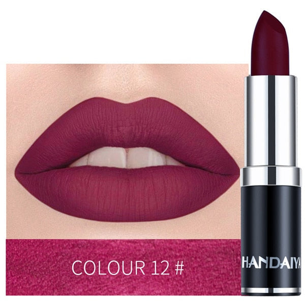 1PC 12 Colors Matte Lipstick Waterproof Long Lasting Sexy Purple Lipstick Pigments Easy to Wear Lip Makeup No Fade Away TSLM2