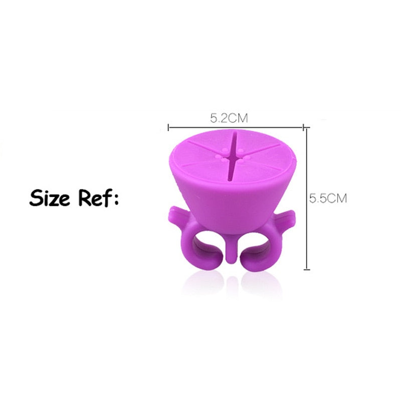 Nail Art Finger Ring Style Gel Polish Varnish Wearable Flexible Silicone Holder Stand Support Manicure Tools