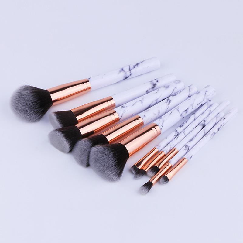 10Pcs/Set Professional Makeup Brushes Marbling Handle Eye Shadow Eyebrow Lip Eye Make Up Brush Comestic Tools HJL2017