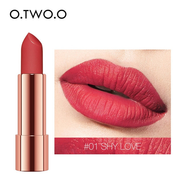 O.TWO.O Matte Lipstick Nude Brown Red Lips Makeup Velvet Silky Smooth Texture Long Lasting Waterproof Lip Stick 12 Colors
