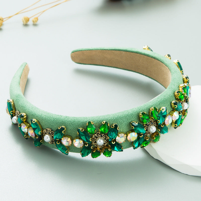 New Baroque Crystal Flower Headwear Wide Brim High Quality Hair Accessories