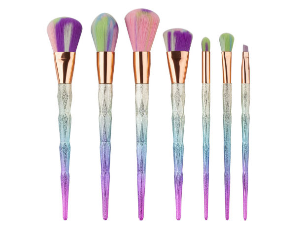 7pcs Diamond Shape Rainbow Handle Makeup Brushes Set Foundation Powder Blush EyeShadow Lip Brush kwasten Beauty Makeup Tools Kit