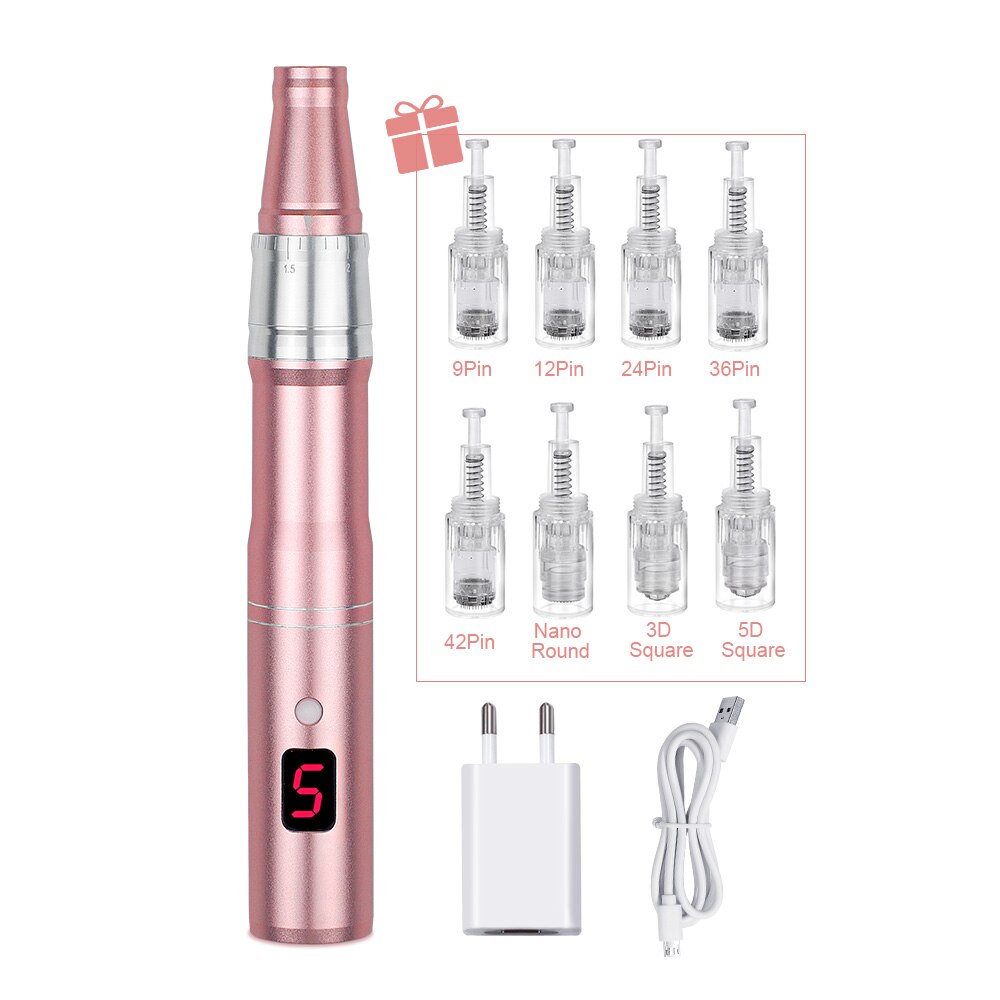Professional Microneedeling Pen Machine with Cartridge Wireless Microneedling Pen for Derma MTS Pen Beauty Machine Skin Care Kit