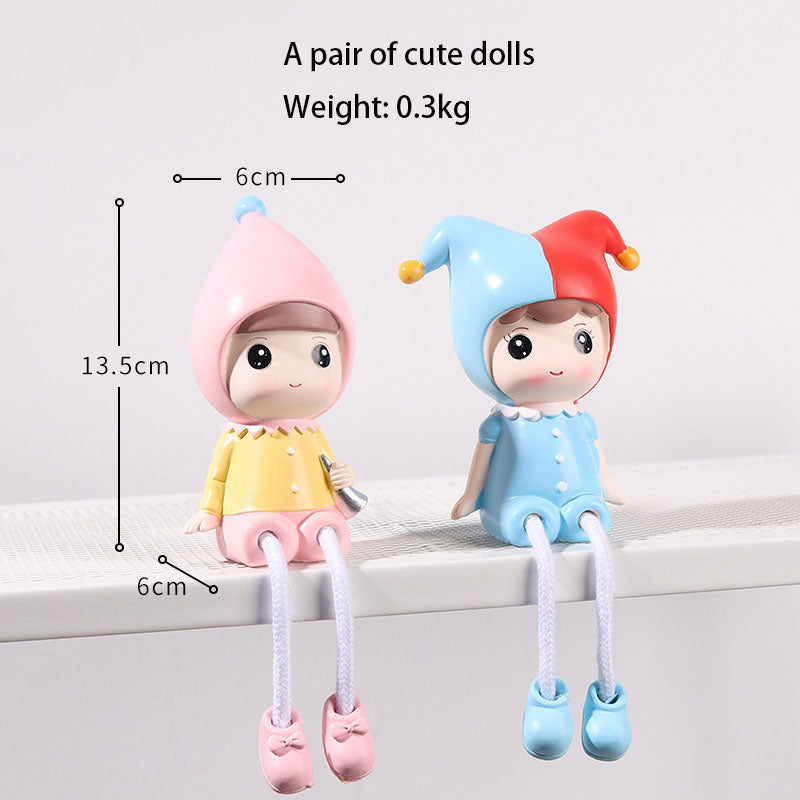 Cute Cartoon Hanging Feet Doll Ornaments Living Room Desktop Decoration Resin Crafts Couple Gifts
