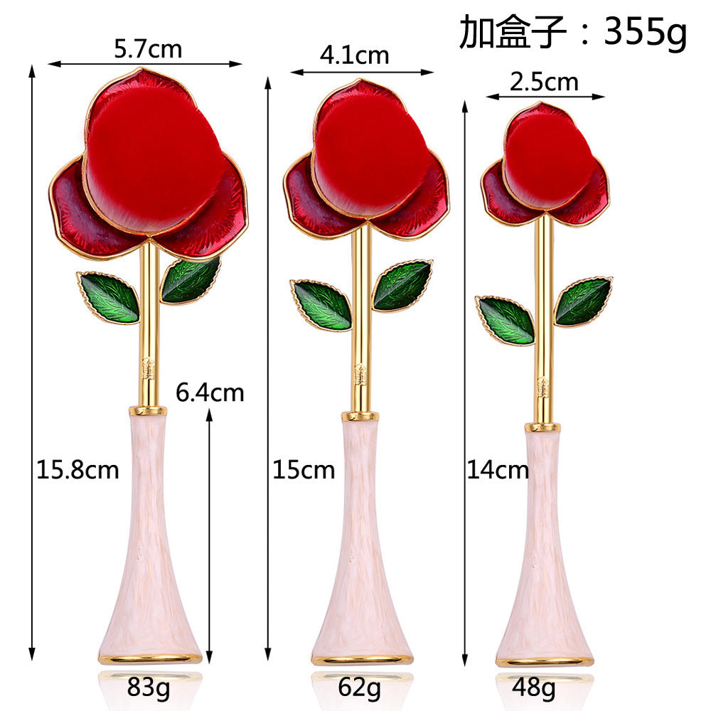 Midi Fox 3 Roses Makeup Brush Set Beauty and the Beast Original Design European and American Movie Peripherals