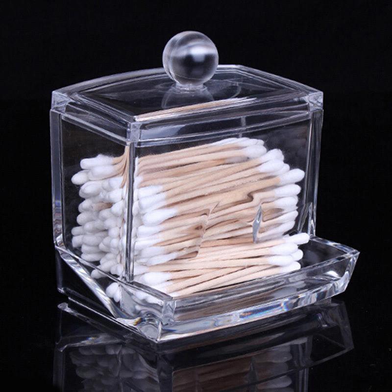 Crystal Makeup Cotton Swabs Stick Holder Bin Storage Organizer Container Box