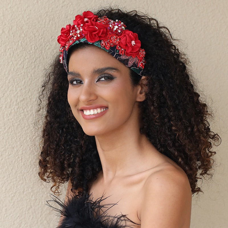 Handmade fabric flower headband and water diamond headband