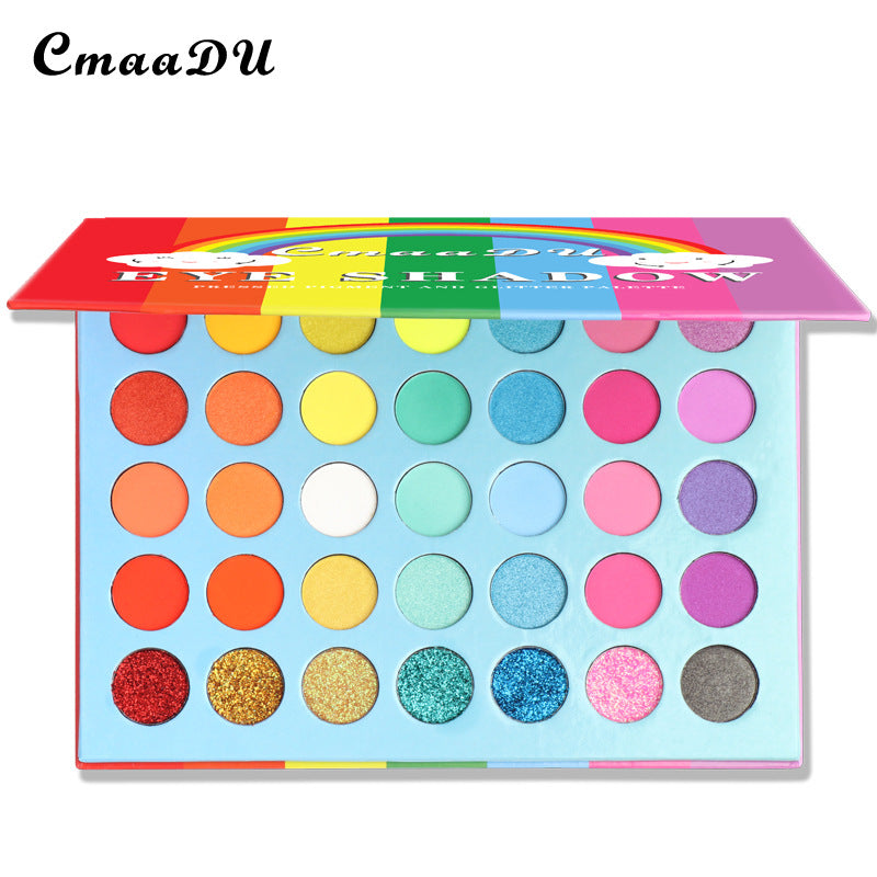 CmaaDu 35 Colors Rainbow Matte Eyeshadow Metal Waterproof Glitter Eyeshadow Palette