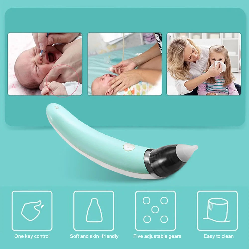 Baby Nasal Aspirator Electric Safe Hygienic Nose Cleaner With 2 Sizes Of Nose Tips And Oral Snot Sucker