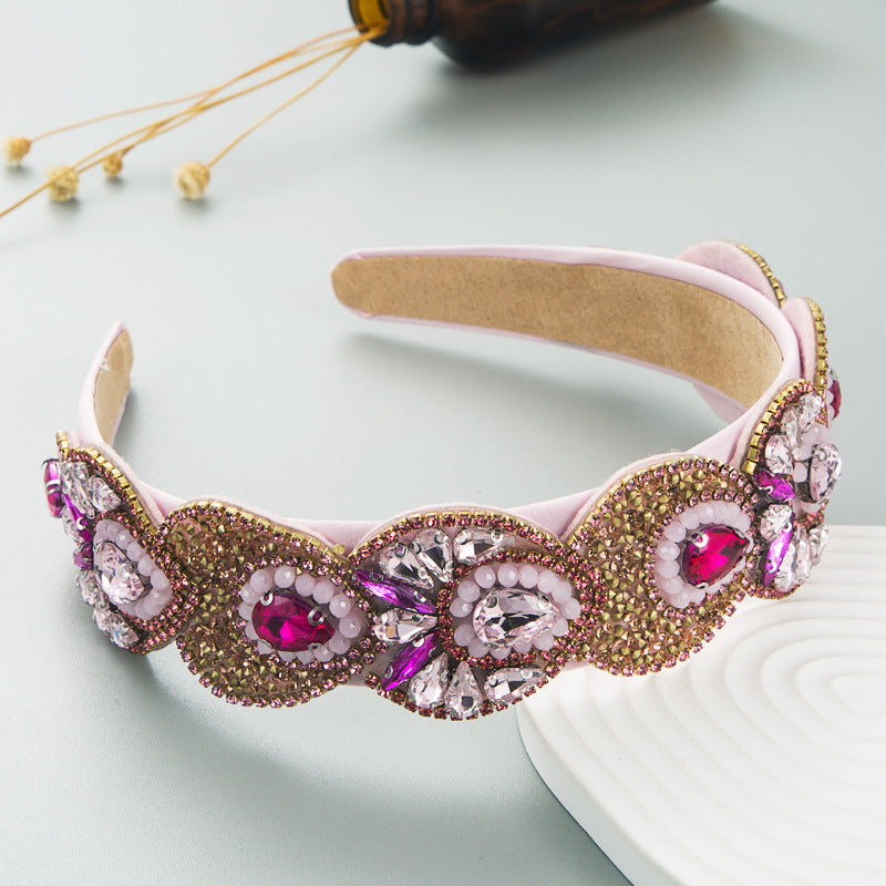 Hair Hoop Fashion Retro Baroque Crystal Head Hoop Korean High-End Hair Accessories Korean Version Of The Hair Cave