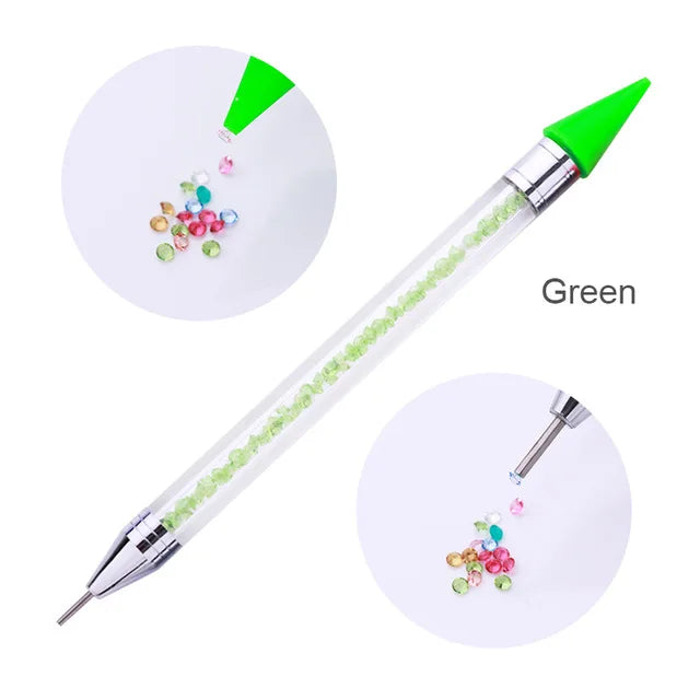 Dual-ended Nail Dotting Pen Crystal Beads Handle Rhinestone Studs Picker Wax Pencil Manicure Nail Art Tool