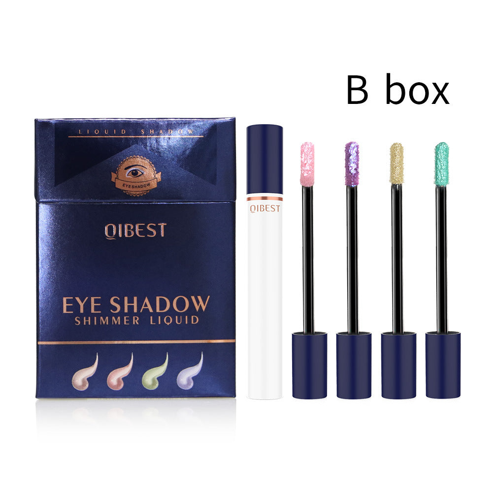 QIBEST Smoke Tube Eye Shadow Set Diamond Pearl Liquid Eye Shadow Shining Bright Eye Shadow Liquid