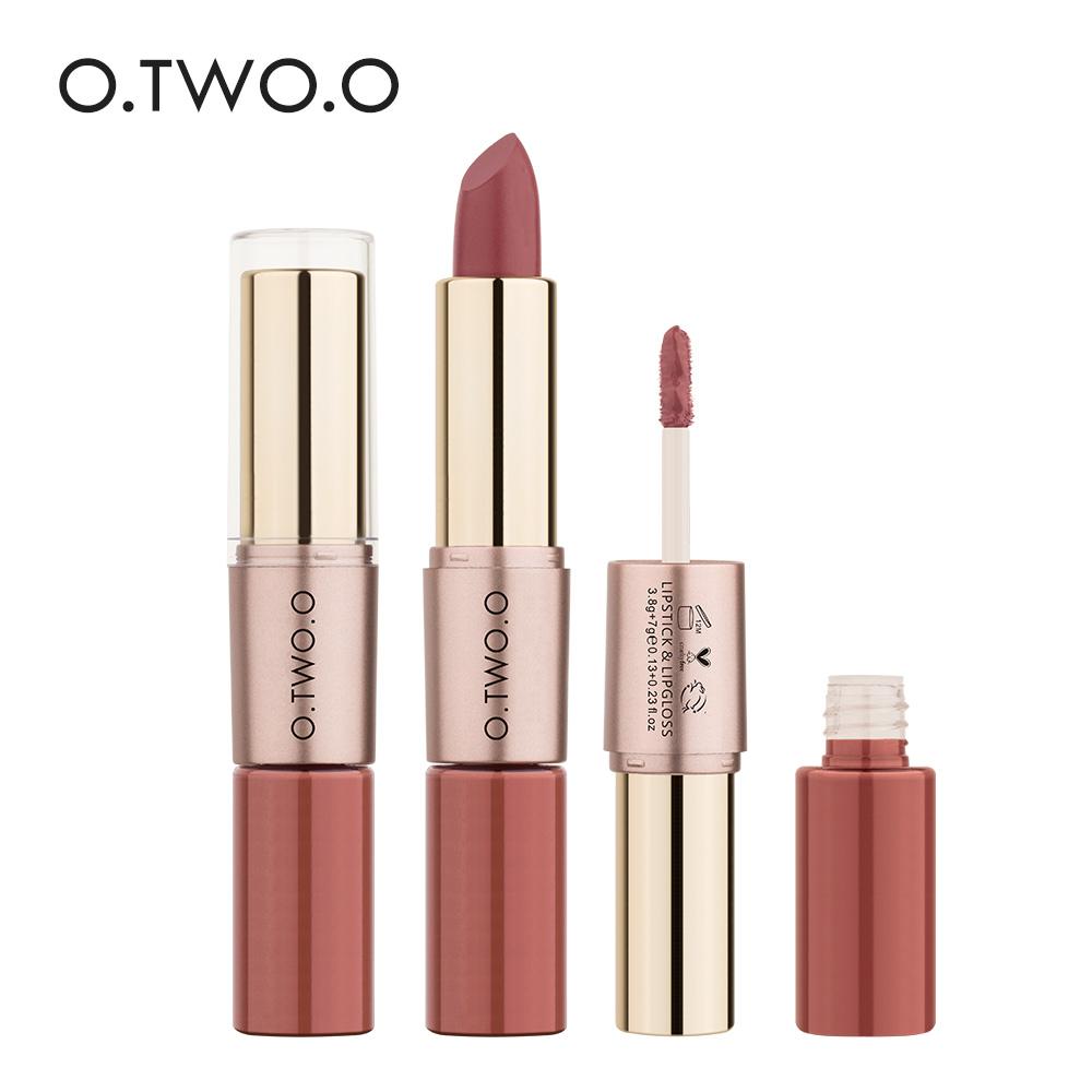 O.TWO.O 2 in 1 Matte Lipstick Lips Makeup Cosmetics Waterproof Pintalabios Batom Mate Lip Gloss Rouge 12colors can choose