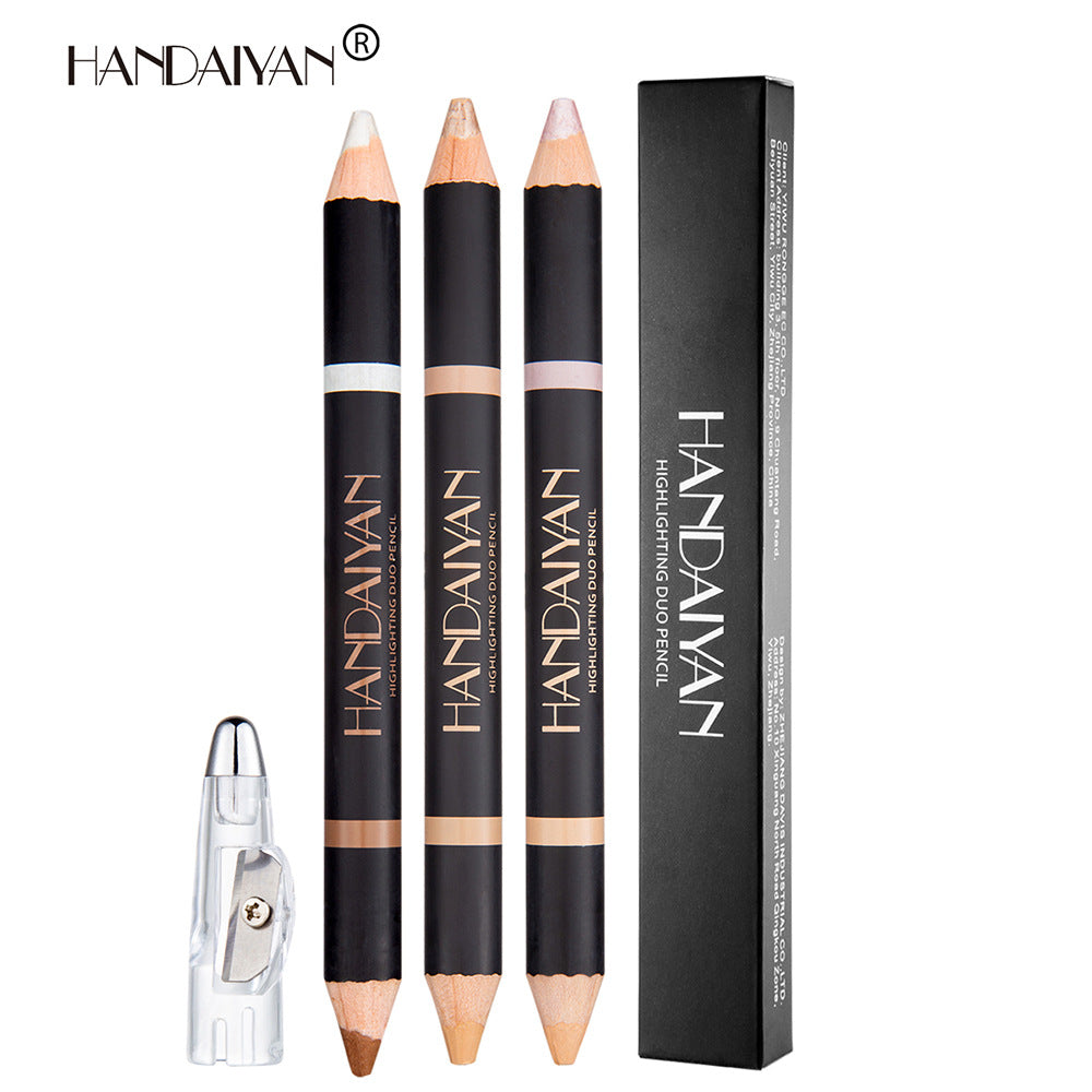 HANDAIYAN Double Head Eyebrow Dual Purpose Pen Eyebrow Bone Raised Bright Bottom High Gloss Face Brightening Concealer Pen