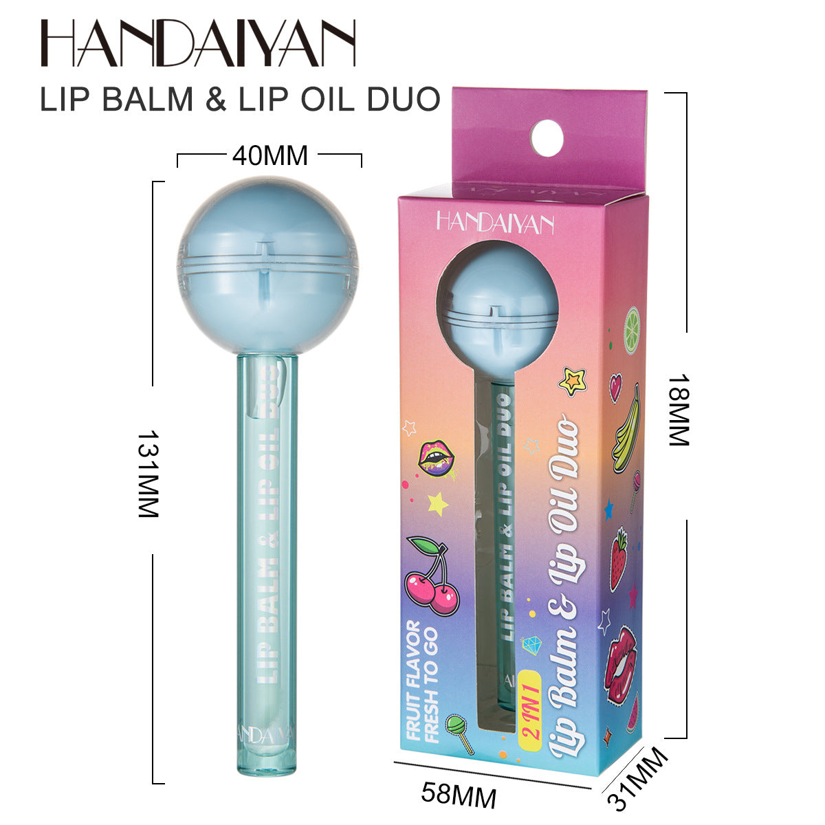 HANDAIYAN Dual-Use Lollipop Color-Changing Lip Balm Lipstick Moisturizing Lip Oil Lip Gloss