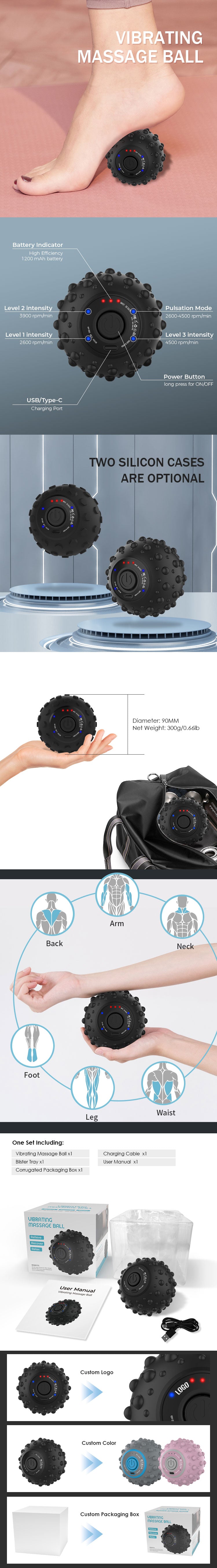 Waterproof Cheap Electronic Yoga Fitness Therapy Massage Ball with 4 Speeds Vibrating Massage Ball