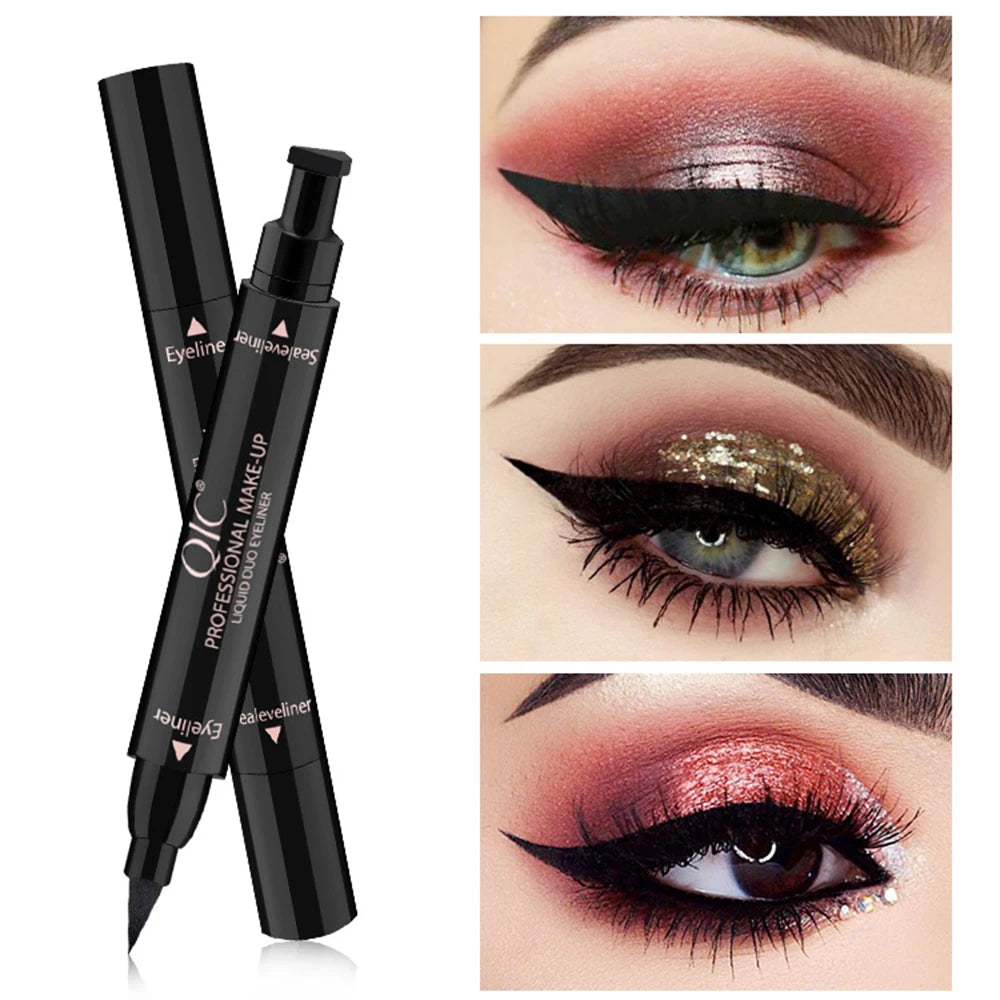 1PC Double-Headed Seal Black Eyeliner Triangle Seal Eyeliner Stamp Waterproof Black Liquid Eyeliner Eye Makeup