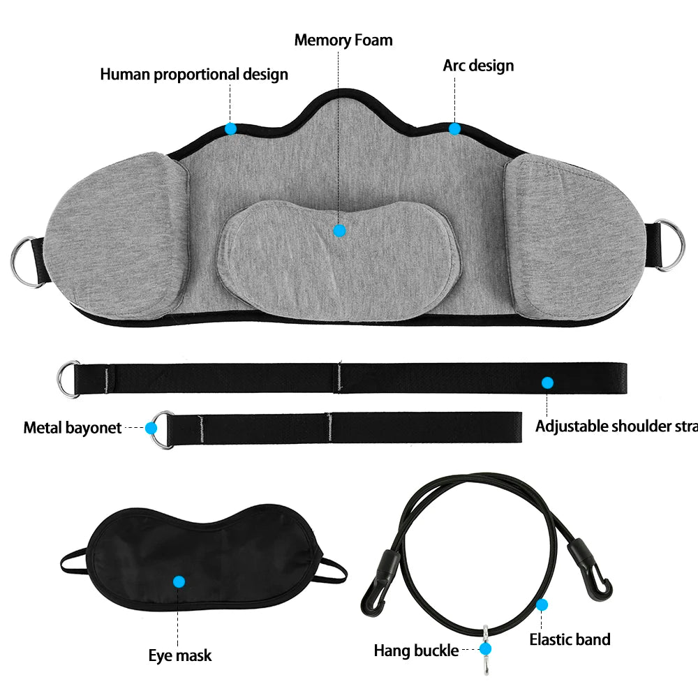 Portable Adults Neck Hammock Set Office Neck Rest Stretcher Relieves Travel Memory Foam Pillow + Mask Accessories Neck Hammock