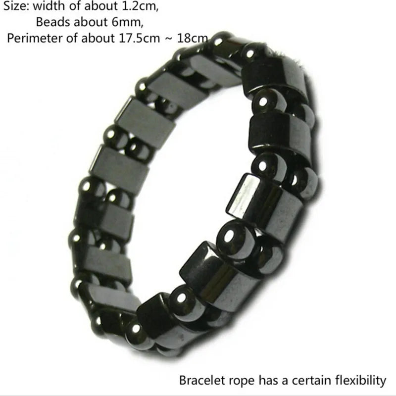 Healf moon magnetic black stone magnetic therapy slimming Bracelet Weight Loss Round Black Stone Bracelets