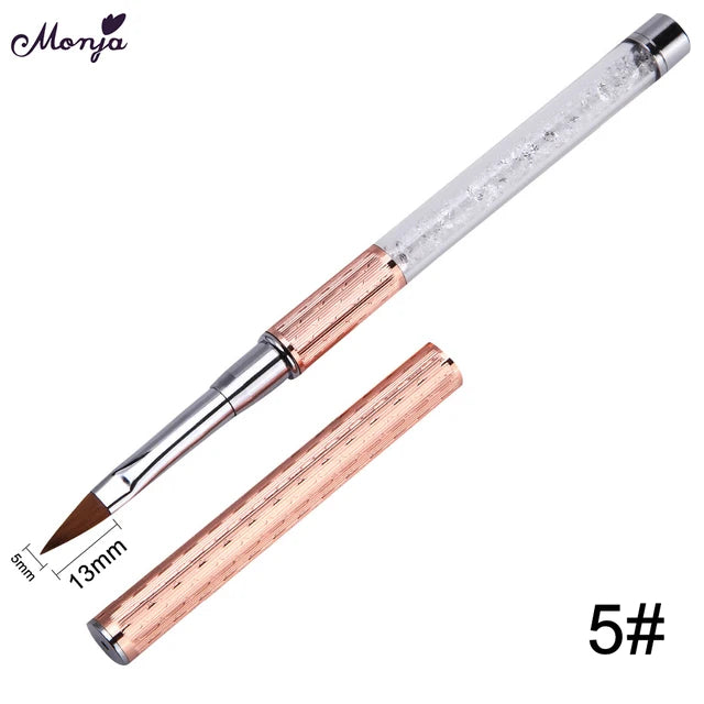 Monja Nail Art Metal Acryl Liquid Powder Carving UV Gel Extension Builder Franse Bloem Streep Schilderij Tekening Liner Brush