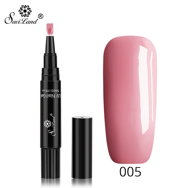 Saviland Newest 3 In 1 Gel Nail Varnish Pen Glitter One Step Nail Art Gel Polish Hybrid 60 Colors Easy To Use UV Gel Lacquer