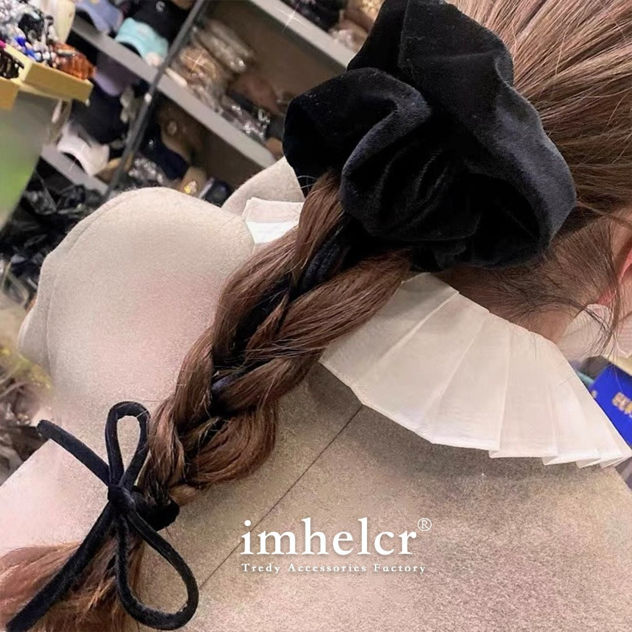 Vintage Velvet Long Ribbon Bow Large Intestine Hair Loop Head Rope Female