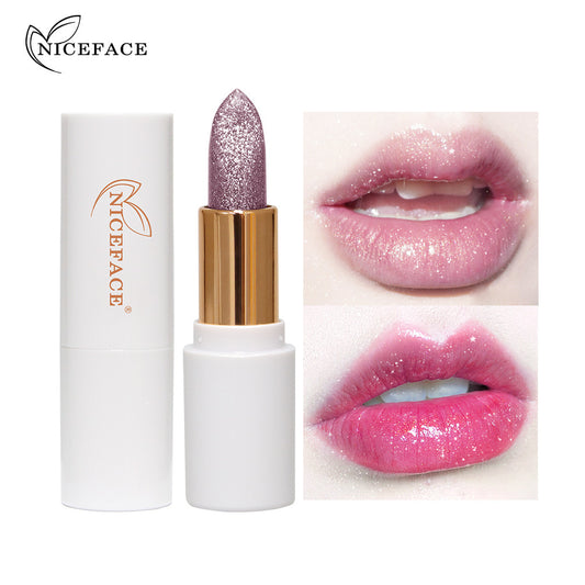 NICEFACE Charming Color-Changing Lipstick Bling Bling Slightly Flashing Warm Moisturizing Lipstick Waterproof And Not Easy To Fade