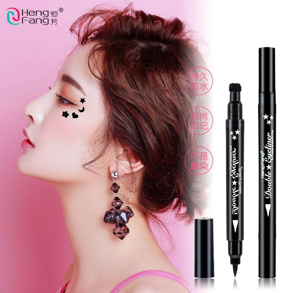 4 Styles Double-headed Eyeliner Liquid Black Eye liner Pen Star Moon Shape 2.5g Eye Makeup Brand HengFang #52244