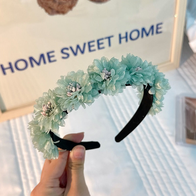 Fashionable fabric flower stamen flower hair hoop for women