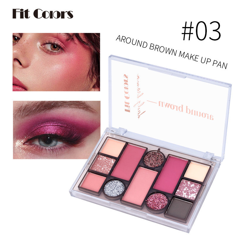 Fit Colors 12-Color Face Comprehensive Makeup Powder Palette Matte Pearlescent Earth Color Blush Eyebrow Powder Eye Shadow