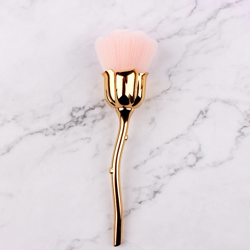 Flower Nail Brush For Manicure Rose Nail Art Brush Nail Accesories Tools Popular Round Small Gel polish Dust Cleaning Brushes