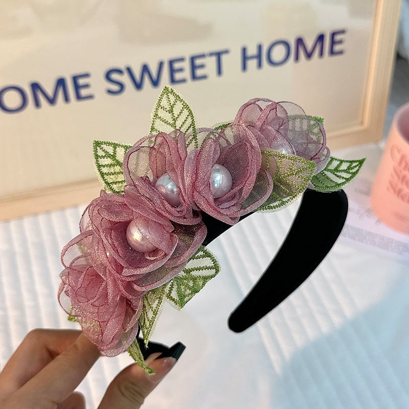 Fashionable fabric flower pearl flower headband
