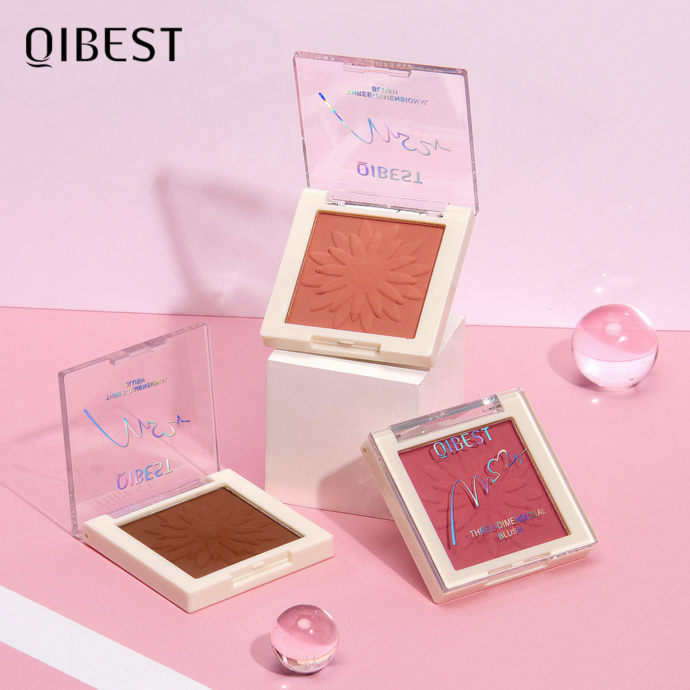 QIBEST Blush Powder Natural Repairing One Rouge Powder Is Not Easy To Take Off Makeup Matte Pearlescent Blush Powder