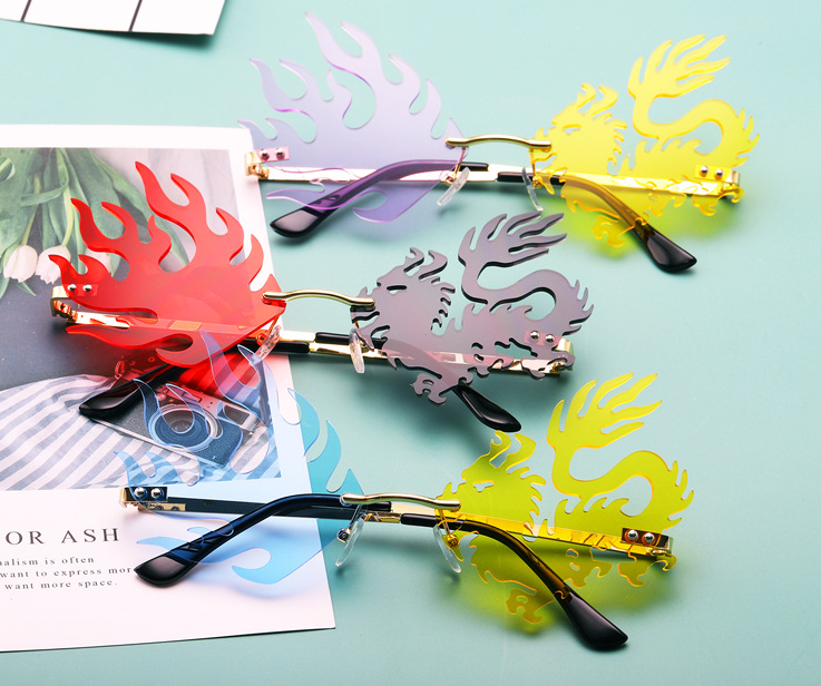 Trendy Tassel Sunglasses Fashion Retro Rimless Sun Glasses Steampunk Sunglasses Shades Funny Clouds Shaped Eyeglasses