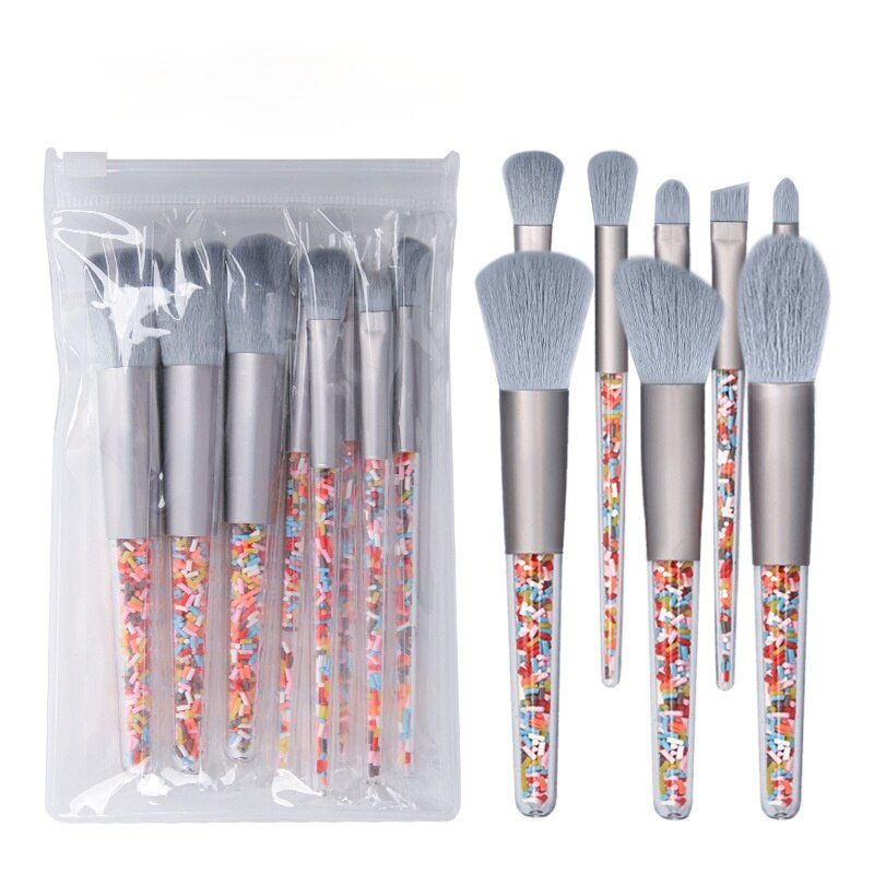 5/8pcs Mini Candy Makeup Brushes Soft Eyeshadow Powder Blush Eyebrow Brush Set Candy Theme Small Cosmetic Compensation Tools