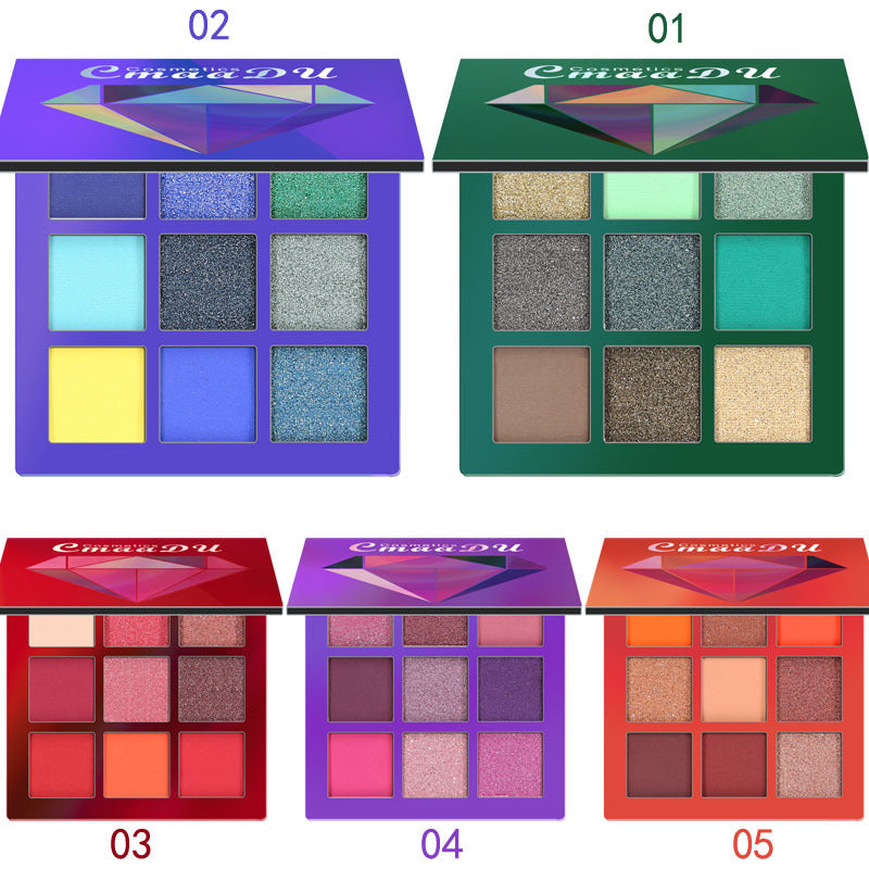 CmaaDu 9 Colors Eye Shadow Diamond Shine Eyeshadow Palette Shiny Highlight Eyeshadow