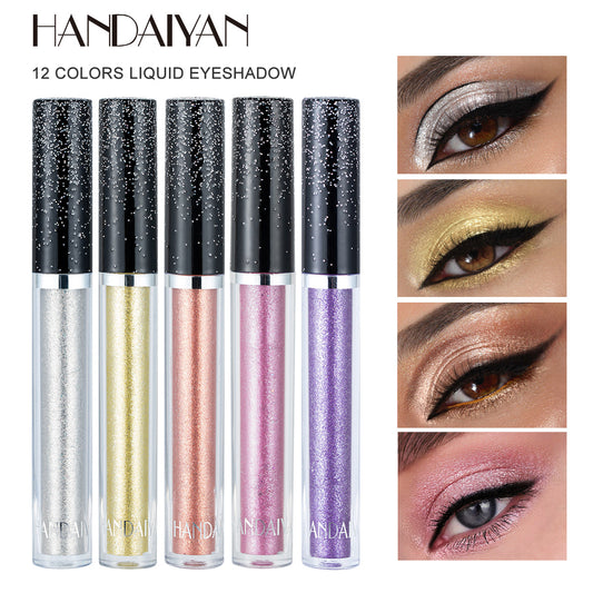 HANDAIYAN 12 Color Single Diamond Liquid Eye Shadow Psychedelic Pearly Shiny Eye Shadow Lying Silkworm Tear Makeup Eye Shadow Liquid