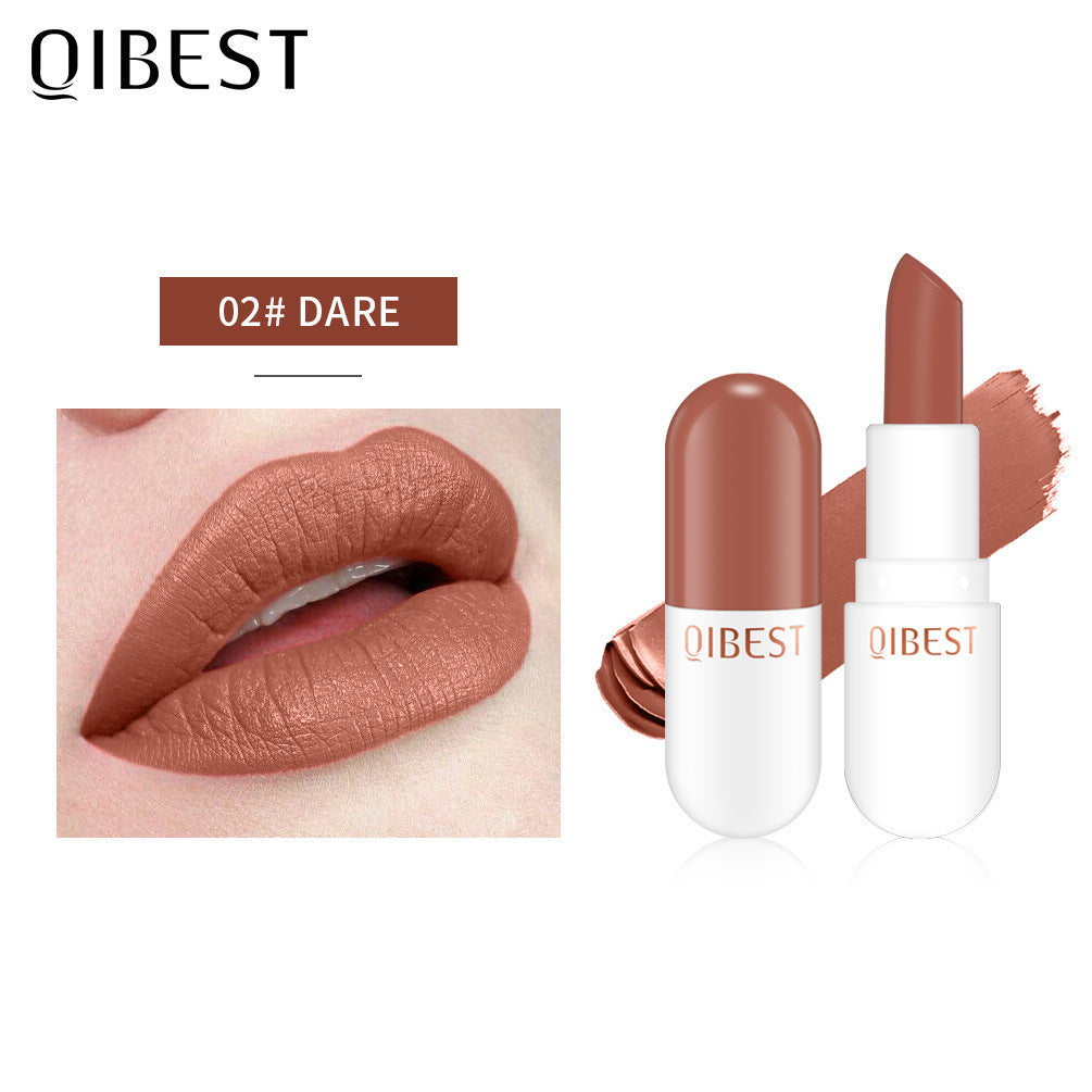 QIBEST Mini Capsule Lipstick Velvet Matte Lipstick Long Lasting Waterproof Pill Lipstick